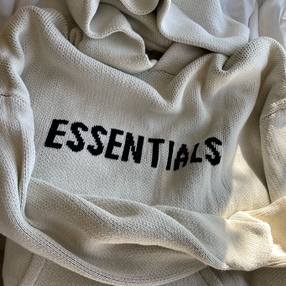 fear of god essentials knit hoodie